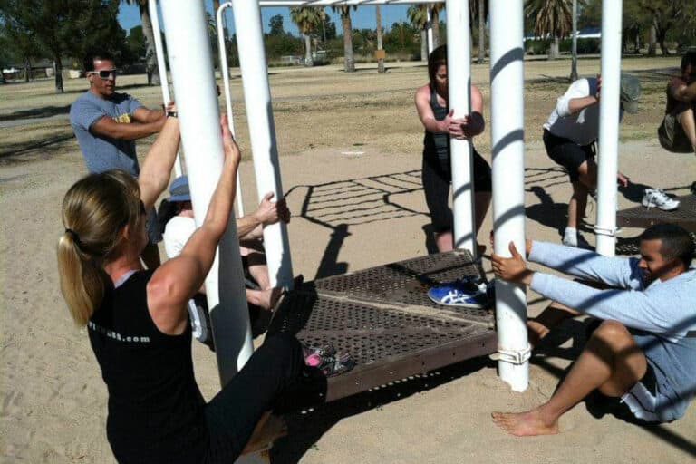 Group fitness outdoors